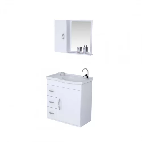 imagem de KIT GABINETE BANHEIRO VERONA BRANCO 2 PORTAS